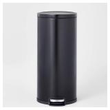 30L Round Step Trash Can Black - Brightroom: Stainless Steel Kitchen Trash Bin, Smooth Finish, Indoor Use
