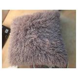 Luxe Faux Mongolian Fur Euro Decorative Pillow Berry Purple - Threshold: Indoor Square Cushion, Polyester Fill