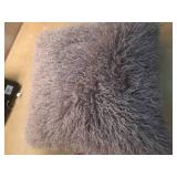 Luxe Faux Mongolian Fur Euro Decorative Pillow Berry Purple - Threshold: Indoor Square Cushion, Polyester Fill