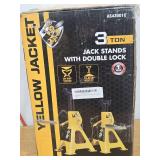 YELLOW JACKET Car Jack Stands 3 Ton with Double Locking and Large Foot Base for Lifting SUVS, Heavy Duty Steel, 6600 lb Capacity, 1 Pair, Yellow