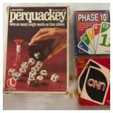 1970s Board Game Collection - Skip-Bo, Phase 10, Perquackey & UNO