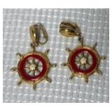 Nautical Ship Wheel Clip-on Earrings