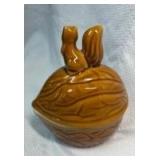 Brown Glazed Ceramic Walnut Trinket Box