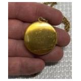 Floral Enamel Gold Tone Locket Necklace