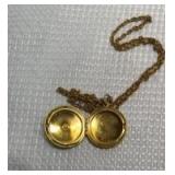 Floral Enamel Gold Tone Locket Necklace