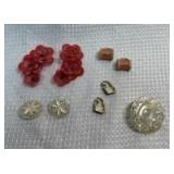 Mixed Costume Jewelry Lot - Clip-On Earrings and Pins