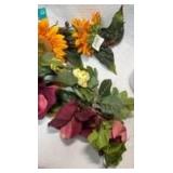 3-Piece Artificial Mixed Flower Garland with Sunflowers and Burgundy Magnolias - Retail: $15