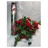 12 Silk Roses & Several Floral Garden 4 Foot Red Rose Garlands - Retail: $12
