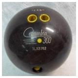 Columbia 300 Black Bowling Ball w/ Blue Ball Bag - Retail: $45