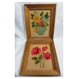 Floral Needlepoint Wall Art Set of 2