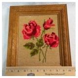 Floral Needlepoint Wall Art Set of 2