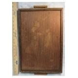 Wooden Serving Tray w/ Framed White Lace Doily Display