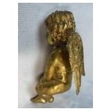 Gold Resin Cherub Figurine with Crystal Necklace