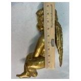 Gold Resin Cherub Figurine with Crystal Necklace