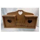 Wooden Country Style Mail Organizer with Heart Cutouts