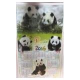 2016 Chinese Panda Calendar Wall Scroll