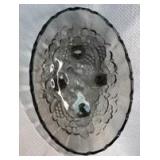 Indiana Glass Pastel Blue Oval 4-Footed Centerpiece Fruit Bowl Harvest Grape