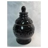 Black Ceramic Ginger Jar with Cutout Design