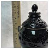 Black Ceramic Ginger Jar with Cutout Design
