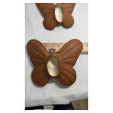 2-Piece Brown Ceramic Butterfly Wall Art