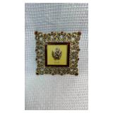 Small Decorative Gold-Tone Picture Frame with Red Stones