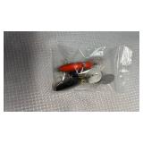 Three Small Metal Fishing Lures with Spinners