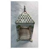 Hand-Painted Porcelain Lattice Box with Floral Design