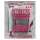 INC Pink Ribbon Breast Cancer Awareness Ball Point Pens - 8 Pack