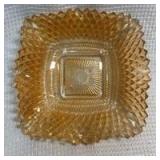 Amber Glass Diamond Pattern Square Ashtray