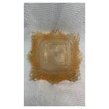 Amber Glass Diamond Pattern Square Ashtray