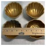 3 Ceramic Brass-Tone Shell-Shaped & 1 Lotus-Shaped Trinket Dishes