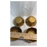 3 Ceramic Brass-Tone Shell-Shaped & 1 Lotus-Shaped Trinket Dishes