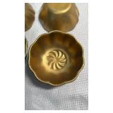 3 Ceramic Brass-Tone Shell-Shaped & 1 Lotus-Shaped Trinket Dishes