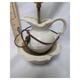 White Ceramic Pitcher Table Lamp