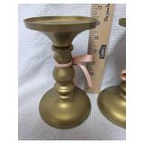 Brass Candlesticks with Pink Ribbon