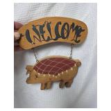Wooden Pig Welcome Sign