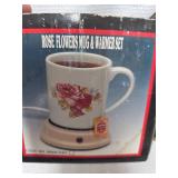 Rose Flowers Mug and Warmer Set, lot of 2