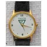 Triton Logo Analog Watch by Image Watches, Inc. with Black Leather Band