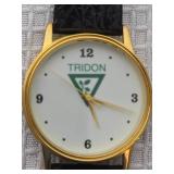 Triton Logo Analog Watch by Image Watches, Inc. with Black Leather Band