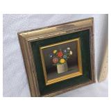 Floral Still Life Double Framed Artwork, signed by Whipple