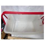 Lot of 2 plastic red handled baskets