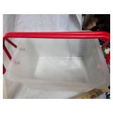 Lot of 2 plastic red handled baskets