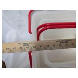 Lot of 2 plastic red handled baskets