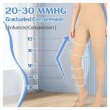 Wegitcs Compression Pantyhose for Women & Men, Closed Toe 20-30 mmHg Medical Graduated Compression Stockings, Waist High Support Tights, Opaque Leggings for Varicose Veins,Edema,Post Surgery,Beige XXL