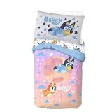 Jay Franco Bluey & Bingo Toddler Comforter Set - 4 Piece Bed Set Includes Sheet Set & Pillow Covers - Super Soft Clouds & Stars Kids Bedding - Retail: $53