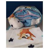 Jay Franco Bluey & Bingo Toddler Comforter Set - 4 Piece Bed Set Includes Sheet Set & Pillow Covers - Super Soft Clouds & Stars Kids Bedding - Retail: $53