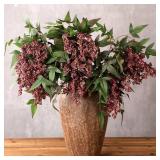 Vase Not Included Zeyune 1 Pcs Artificial Dusty Plum Berry Stem 35 Inch Spring Faux Flowers Picks Branches Fake Realistic Sedum Stem Spray for Wedding Holiday Seasonal Farmhouse Mantel Harvest DIY Hom