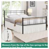 Biscaynebay Wrap Around Bed Skirts with Split Corners for King Beds 15\" Drop, Ivory Adjustable Elastic Dust Ruffles Easy Fit Wrinkle Resistant Silky Luxurious Fabric Machine Washable - Retail: $27