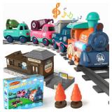 MORECOLL Electric Train Set for Toddlers & Kids w/Music, Lights & Tracks - First Choo Choo Train, Magnetic Connection, Birthday Gifts for Boys and Girls - Retail: $30