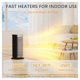 Anfilank Space Heater with Room Temp Display, 1500W Fast Heating PTC Ceramic Electric Heater for Large Room, 70Â° Oscillation, Remote, Thermostat, 12H Timer, Quiet for Office and Bedroom - Retail: $